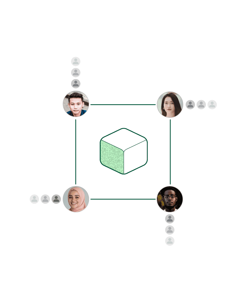 Illustration of node validators validating a ledger