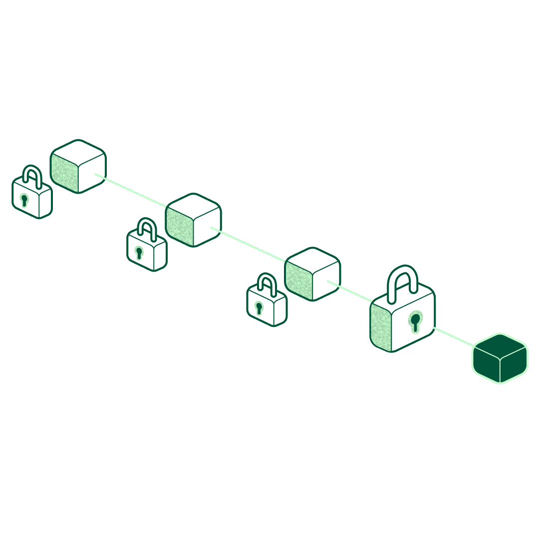 Illustration of staking blocks being validated